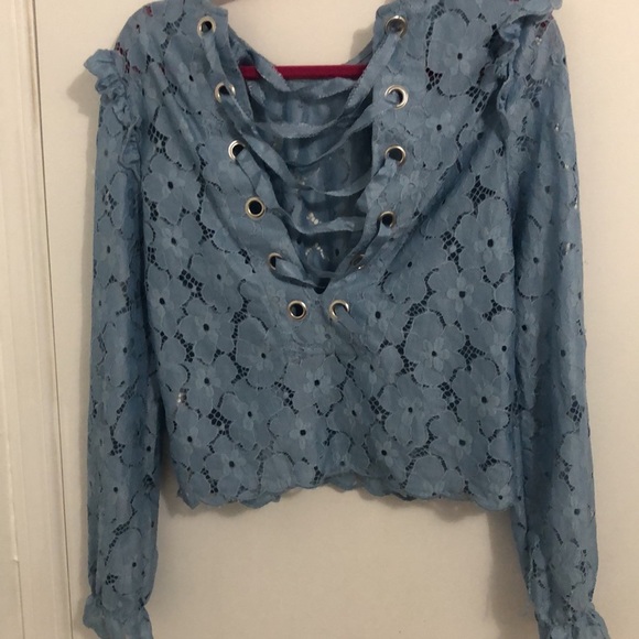 Blue Summer Blouse - Lace - Picture 3 of 3